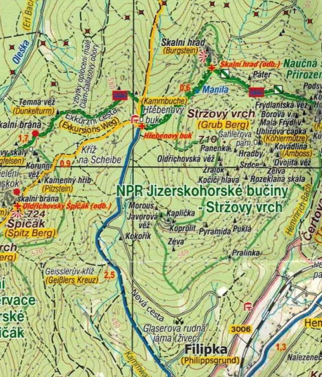Jizerske Hory / Góry Izerskie 1:25 000. Mapa turystyczna wydawnictwa Kartografie HP. Fragment 1