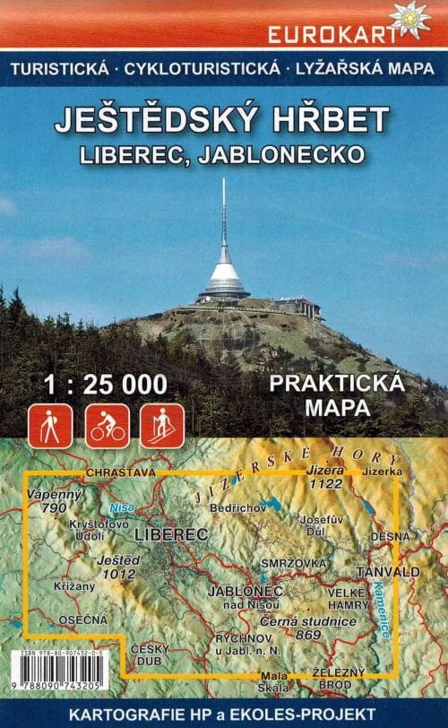 Jestedsky Hrbet / Grzbiet Jesztedzki. Mapa turystyczna. Kartografie HP