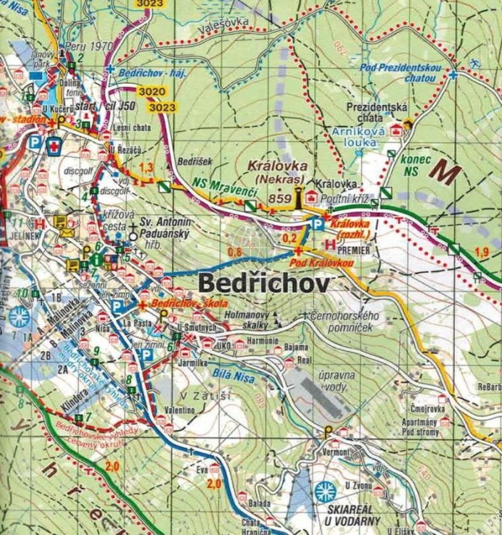 Jestedsky Hrbet / Grzbiet Jesztedzki. Mapa turystyczna wydawnictwa Kartografie HP. Fragment 1