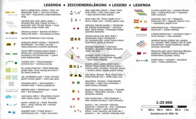 Jestedsky Hrbet / Grzbiet Jesztedzki. Mapa turystyczna wydawnictwa Kartografie HP. Legenda