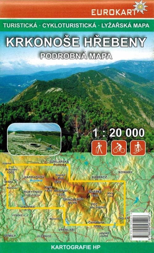 Krkonose Hrebeny / Karkonosze - grzbiety. Mapa turystyczna. Kartografie HP