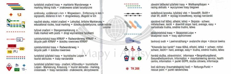 Karkonosze - grzbiety. Mapa turystyczna wydawnictwa Kartografie HP. Legenda 2
