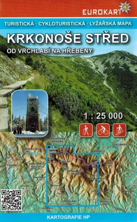 Karkonosze środkowe. Od Vchrlabi po grzbiety. Mapa turystyczna wydawnictwa Kartografie HP. Okładka