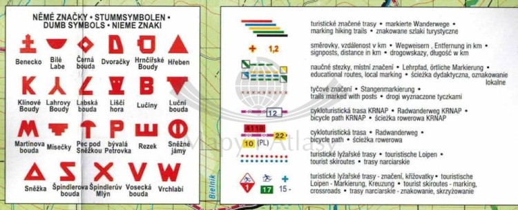 Karkonosze środkowe. Od Vchrlabi po grzbiety. Mapa turystyczna wydawnictwa Kartografie HP. Legenda 1