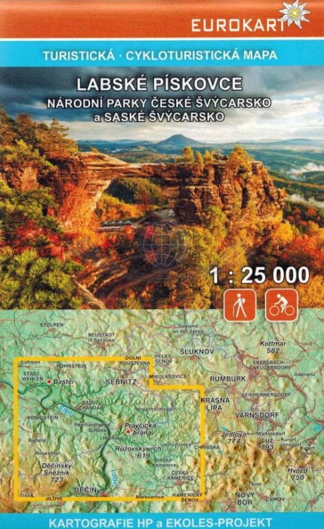 Łabskie Piaskowce, Czeska Szwajcaria. Mapa turystyczna wydawnictwa Kartografie HP. Okładka
