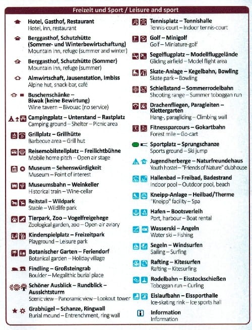 Bornholm. Wodoodporna mapa turystyczna 236 wydawnictwa Kompass. Legenda 2