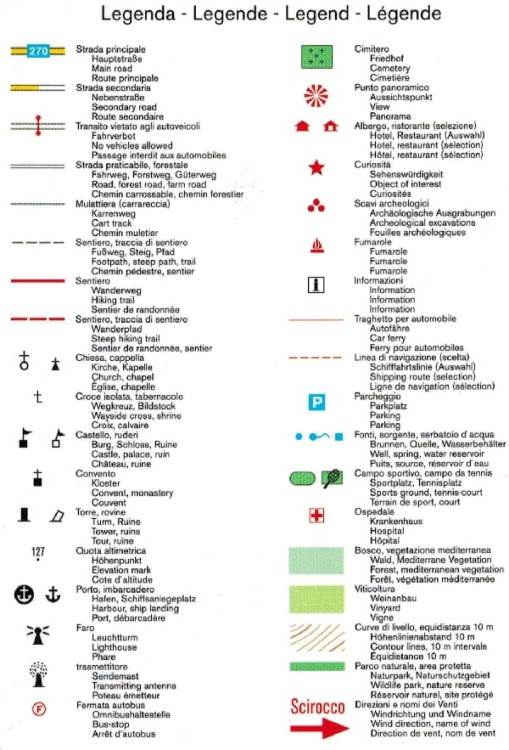 Wyspa Ischia i Procida. Laminowana mapa turystyczna 680 wydawnictwa Kompass. Legenda 1