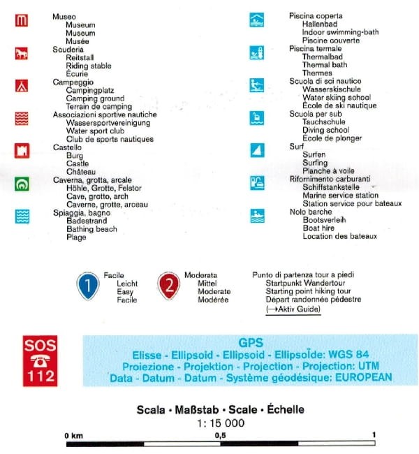 Wyspa Ischia i Procida. Laminowana mapa turystyczna 680 wydawnictwa Kompass. Legenda 2