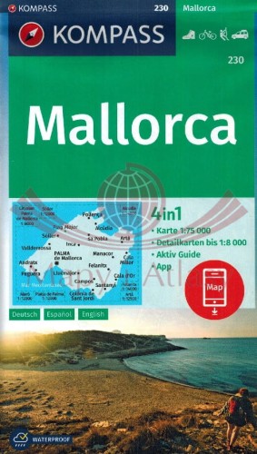 Majorka. Wodoodporna mapa turystyczna 230 wydawnictwa  Kompass. Okładka