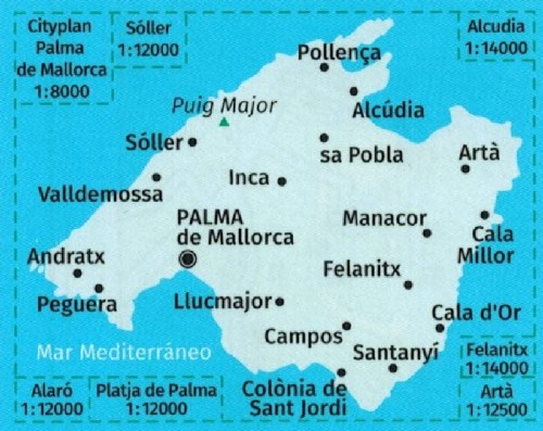 Majorka. Wodoodporna mapa turystyczna 230 wydawnictwa  Kompass. Zasięg