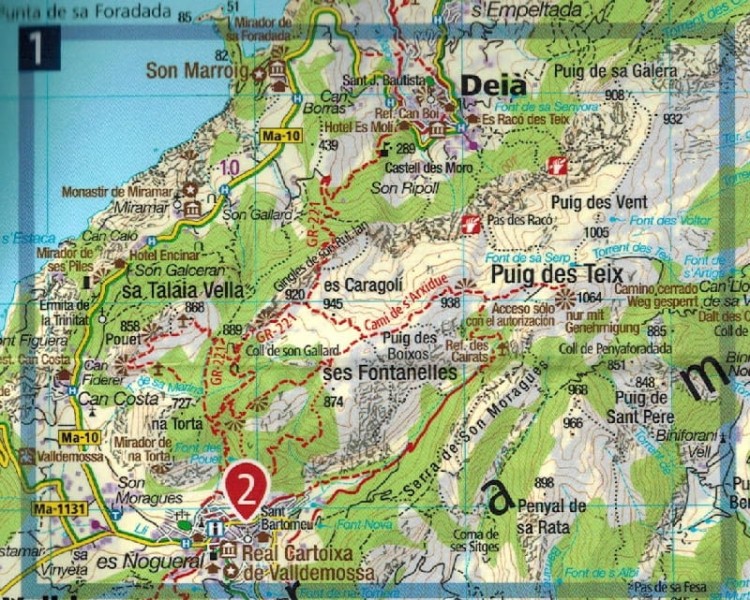 Majorka. Wodoodporna mapa turystyczna 230 wydawnictwa  Kompass. Fragment 2