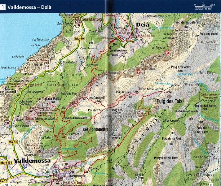 Majorka. Wodoodporna mapa turystyczna 230 wydawnictwa  Kompass. Informator przykładowa strona - mapa