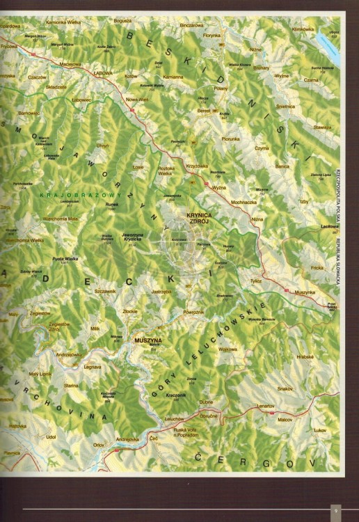 Beskid Sądecki. Barwy gór. Album wydawnictwa WiT. Mapa - fragment