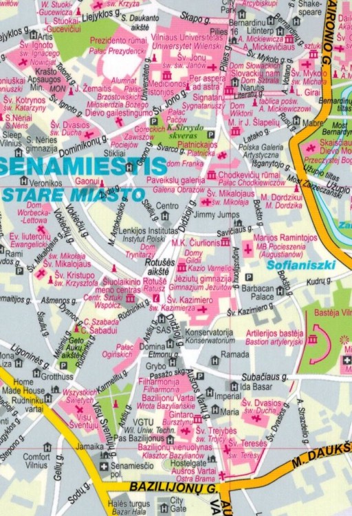 Litwa. Wilno, Kowno. Laminowana mapa samochodowo-turystyczna / Plan miasta wydawnictwa ExpressMap. Fragment 2