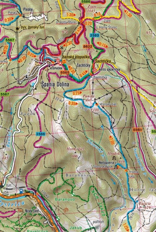 Góry Kremnickie / Kremnicke Vrchy, Polana. Mapa turystyczna 1093 wydawnictwa Shocart. Fragment 2