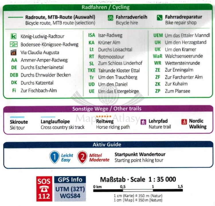 Garmisch - Partenkirchen Mittenwald. Laminowana mapa turystyczna 790 wydawnictwa Kompass. Legenda 3