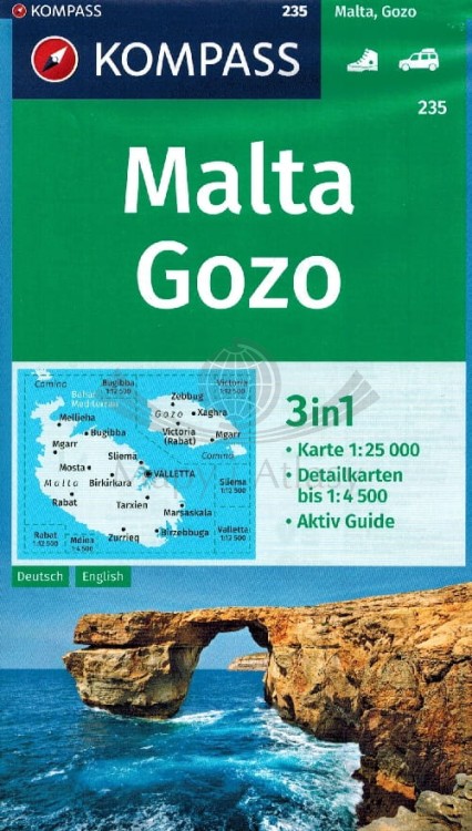 Malta i Gozo  mapa turystyczna 235 wydawnictwa  Kompass.  Okładka