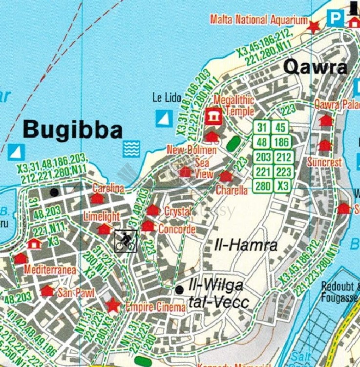 Malta i Gozo  mapa turystyczna 235 wydawnictwa  Kompass. Fragment 1
