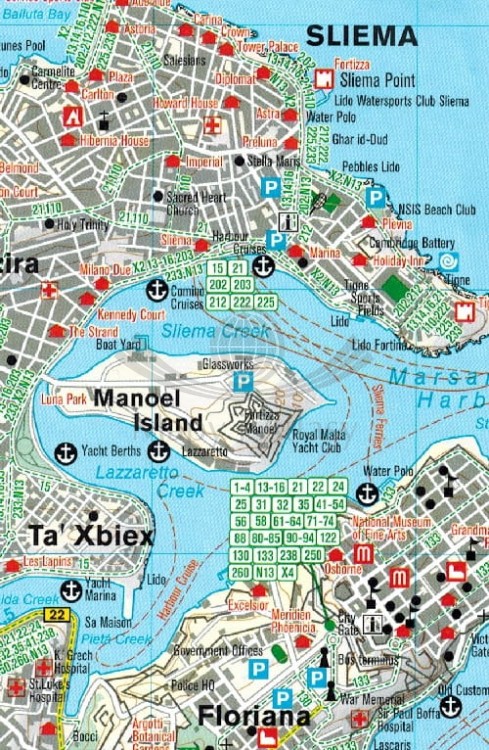 Malta i Gozo  mapa turystyczna 235 wydawnictwa  Kompass. Fragment 2