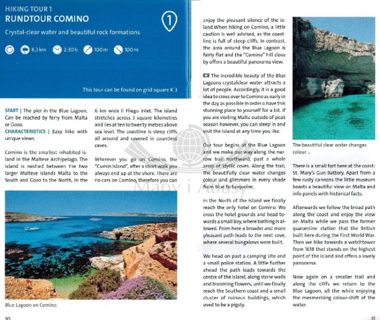 Malta i Gozo  mapa turystyczna 235 wydawnictwa  Kompass. Informator przykładowa strona
