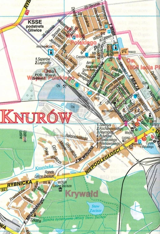 Okręg Katowicki 1:40 000. Mapa samochodowa / Plan miasta wydawnictwa Demart. Fragment 2