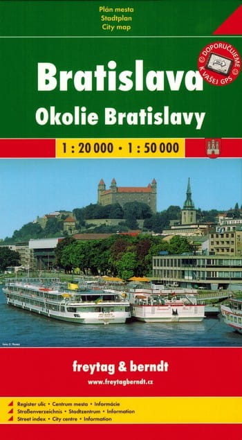 Bratysława i okolice. Plan miasta / Mapa turystyczna wydawnictwa Freytag & Berndt. Okładka