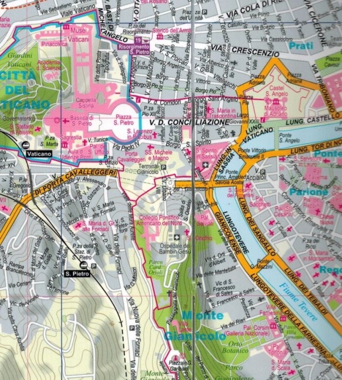 Rzym i Watykan 1:15 000. Laminowany plan miasta wydawnictwa ExpressMap. Fragment 1