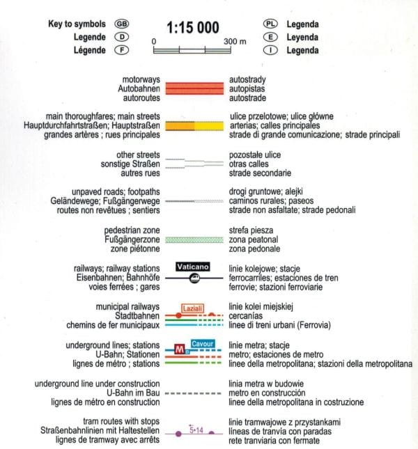 Rzym i Watykan 1:15 000. Laminowany plan miasta wydawnictwa ExpressMap. Legenda 1