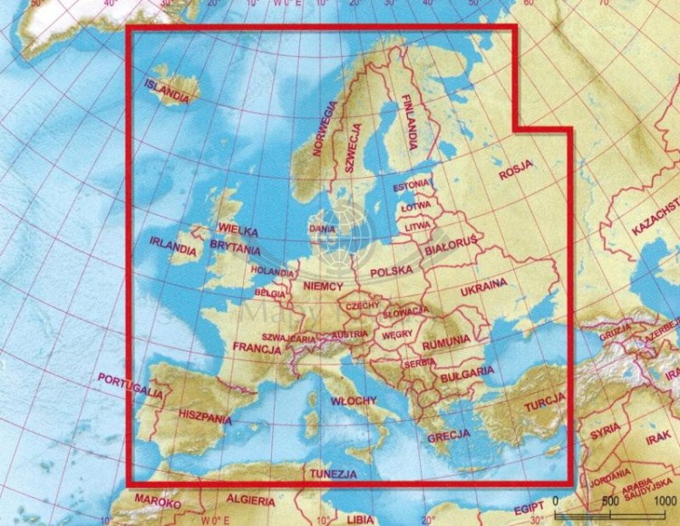Europa 1:4 000 000. Mapa samochodowa wydawnictwa ExpressMap. Zasięg