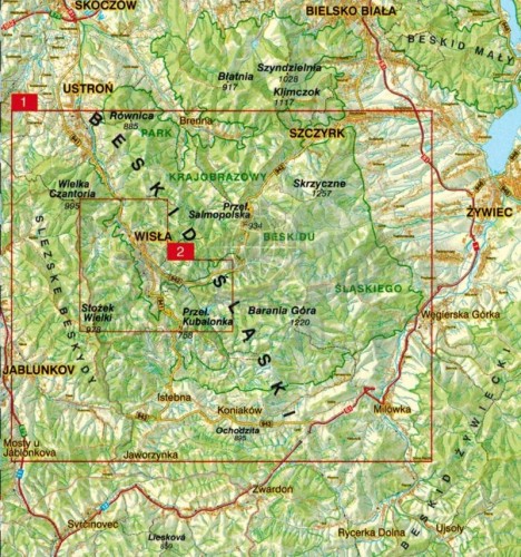 Wisła i okolice. Plan miasta / Mapa turystyczna wydawnictwa WiT. Zasięg