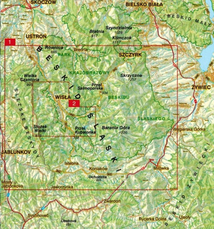 Wisła i okolice. Plan miasta / Mapa turystyczna wydawnictwa WiT. Zasięg