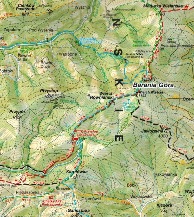 Wisła i okolice. Plan miasta / Mapa turystyczna wydawnictwa WiT. Fragment 3