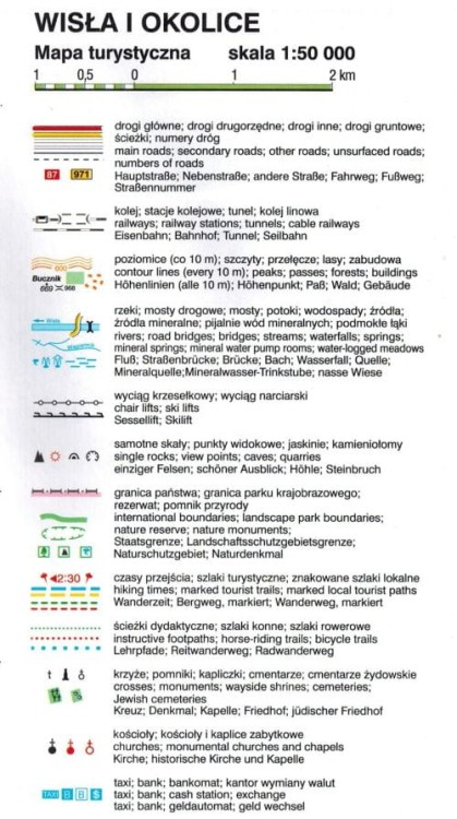 Wisła i okolice. Plan miasta / Mapa turystyczna wydawnictwa WiT. Legenda 1