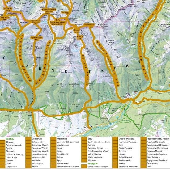 Tatry. Mapa zdrapka wydawnictwa ArtGlob. Fragment 1