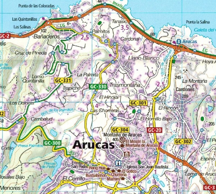 Gran Canaria mapa turystyczna 237 wydawnictwa Kompass. Fragment 1