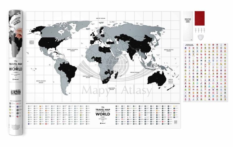 Świat. Mapa zdrapka Travel Map Flags World