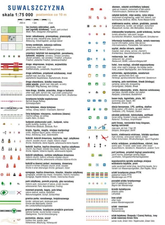 Suwalszczyzna. Mapa turystyczna wydawnictwa Compass. Legenda