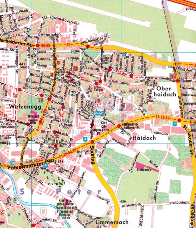 Klagenfurt am Worthersee. Mapa/ Plan miasta wydawnictwa Freytag & Berndt. Fragment