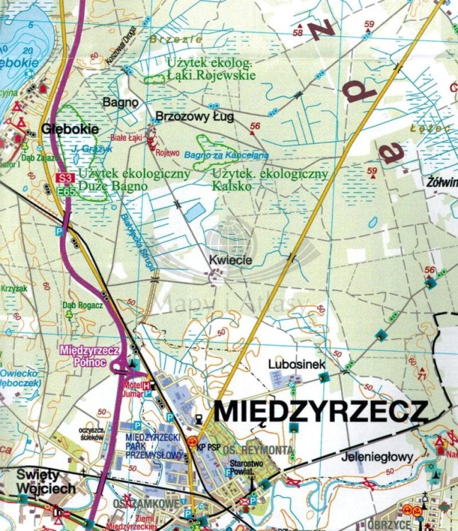 Międzyrzecki Rejon Umocniony. Mapa turystyczna wydawnictwa Sygnatura. Fragment 1