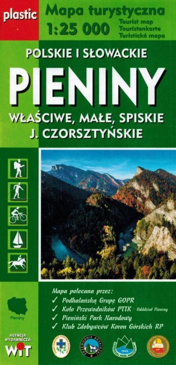 Pieniny Polskie i Słowackie. Laminowana mapa turystyczna wydawnictwa WIT. Okładka