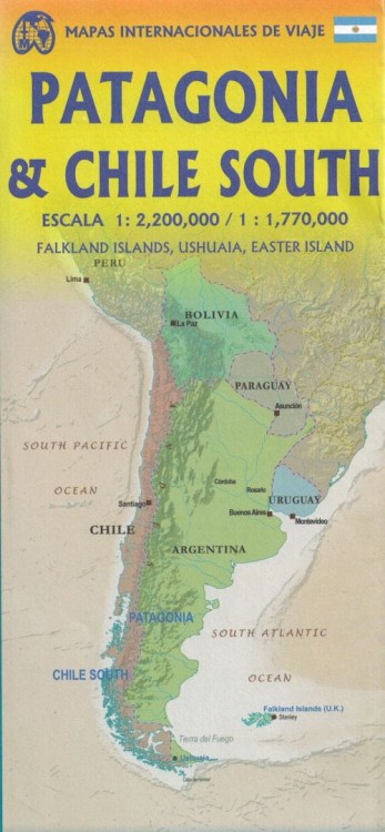 Chile południowe i Patagonia. Mapa samochodowo-turystyczna wydawnictwa ITMB. Okładka tył