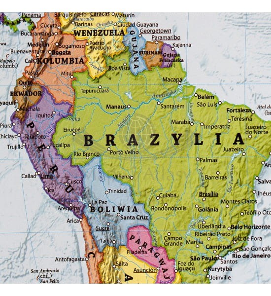 Świat 1:60 000 000. Mapa polityczna w ramie drewnianej wydawnictwa EKO-GRAF. Fragment 5