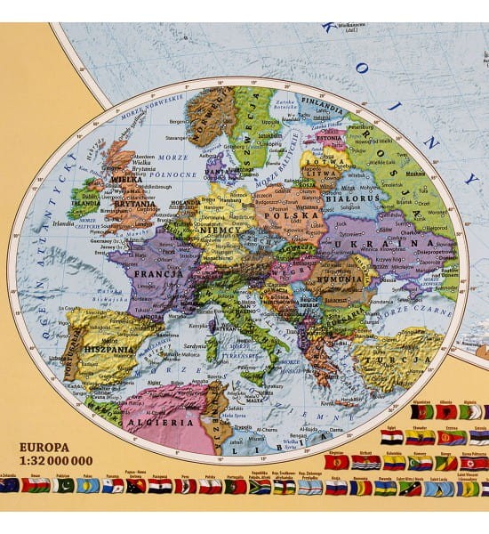 Świat 1:60 000 000. Mapa polityczna w ramie drewnianej wydawnictwa EKO-GRAF. Fragment 6