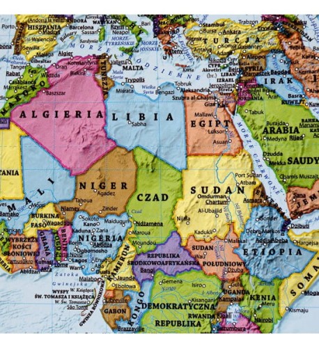 Świat 1:60 000 000. Mapa polityczna w wersji do wpinania wydawnictwa EKO-GRAF. Fragment 1
