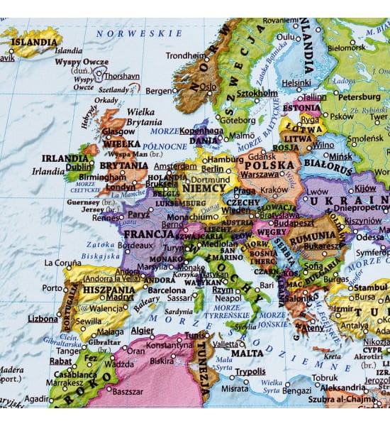 Świat 1:60 000 000. Mapa polityczna w wersji do wpinania wydawnictwa EKO-GRAF. Fragment 2