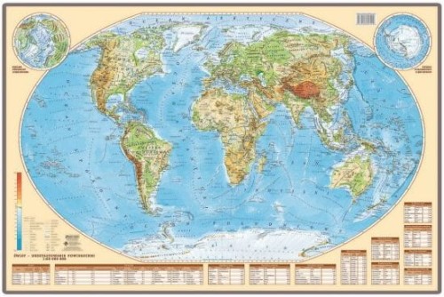Świat 1:60 000 000. Mapa fizyczna w ramie drewnianej wydawnictwa EKO-GRAF