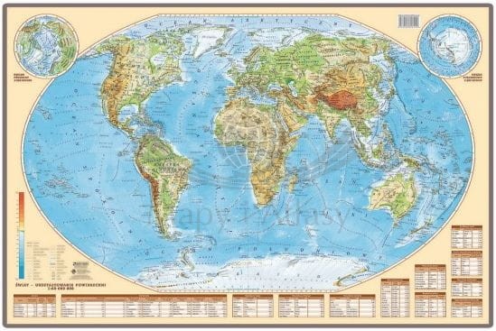 Świat 1:60 000 000. Mapa fizyczna w wersji magnetycznej