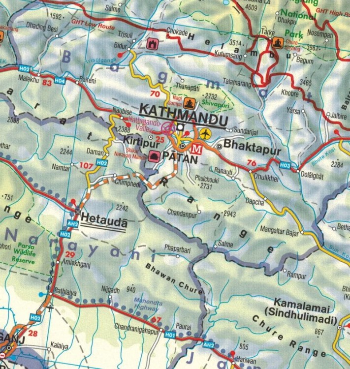 Nepal i Bhutan. Himalaje. Mapa samochodowo-turystyczna wydawnictwa Freytag & Berndt. Fragment 2