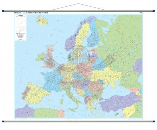 Europa 1:2 500 000. Mapa ścienna. Kody pocztowe