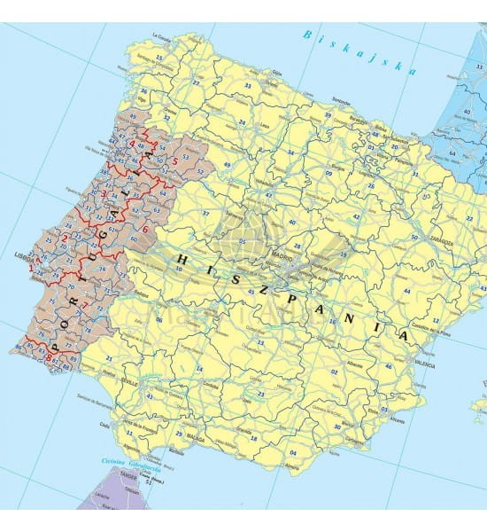 Europa 1:2 500 000. Mapa ścienna z kodami pocztowymi. Producent: EKO-GRAF. Fragment 4